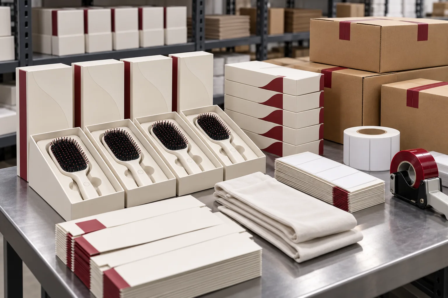 Human brush packaging and fulfillment desk
